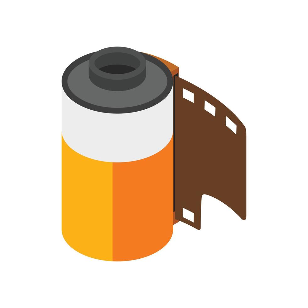 Camera film roll icon, isometric 3d style vector