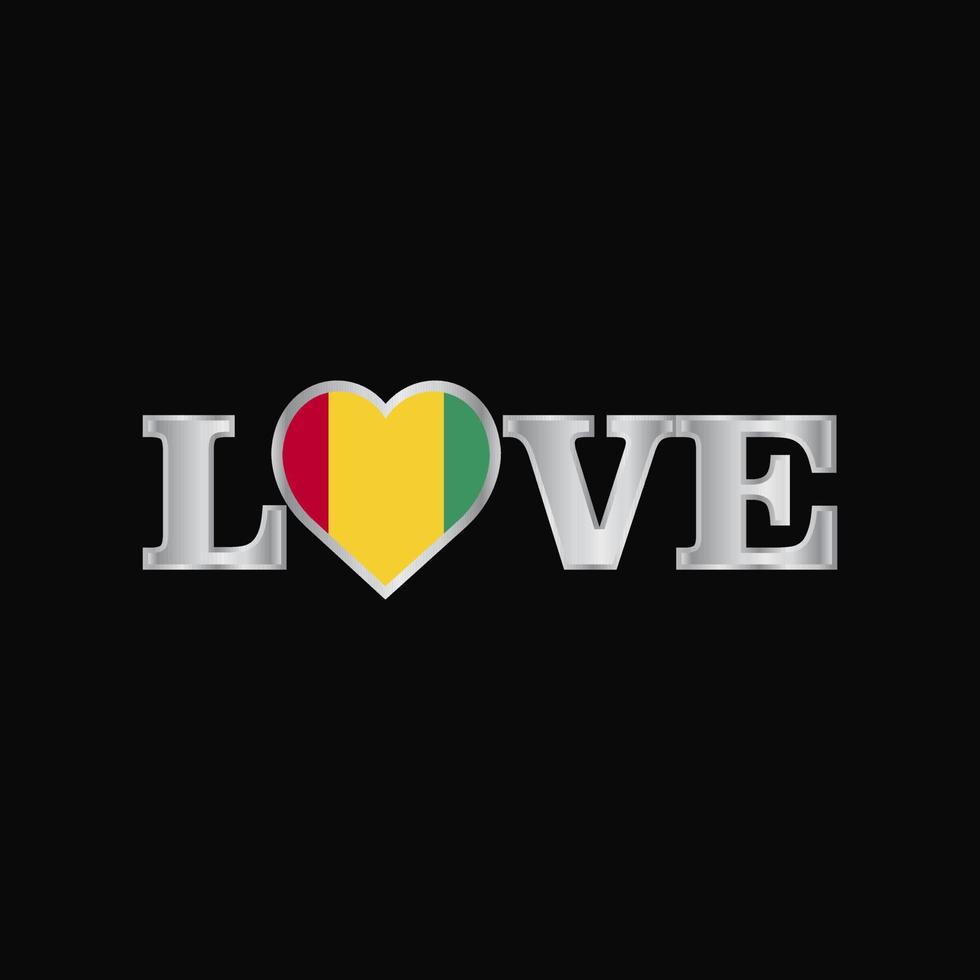 Love typography with Guinea flag design vector