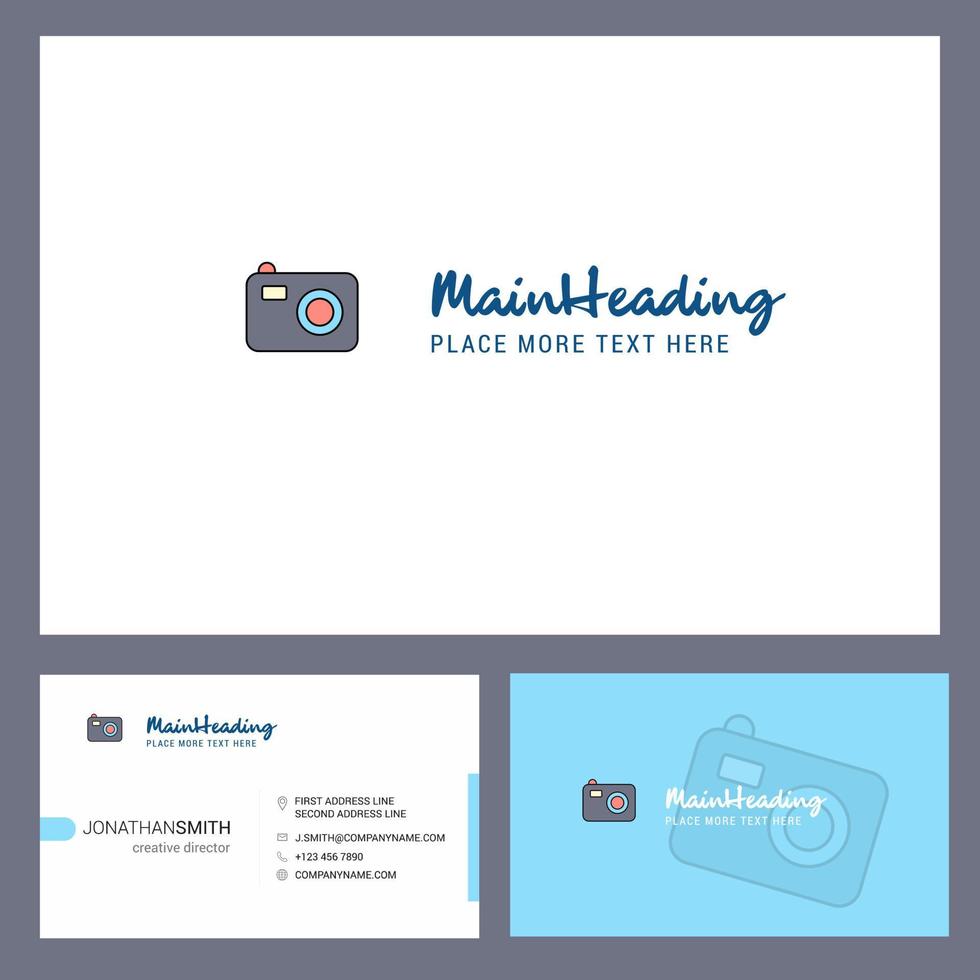 Camera Logo design with Tagline Front and Back Busienss Card Template Vector Creative Design