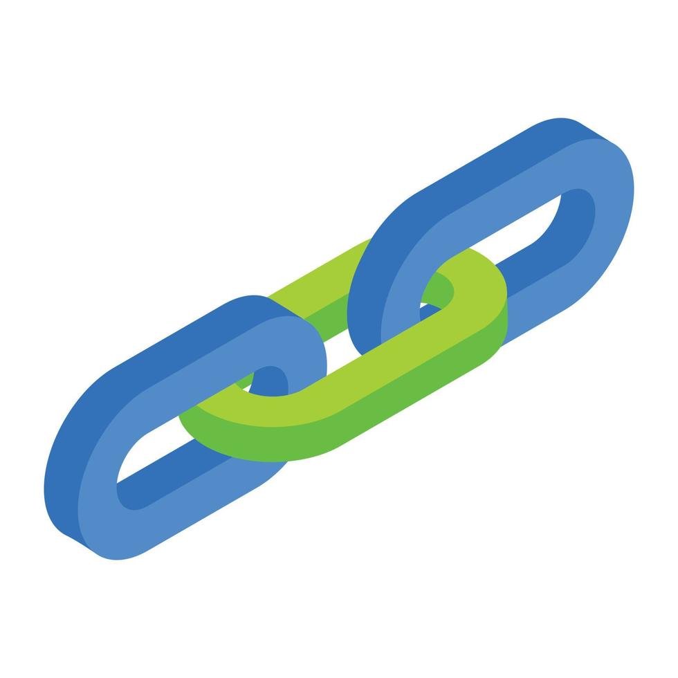 Chain link isometric 3d icon vector