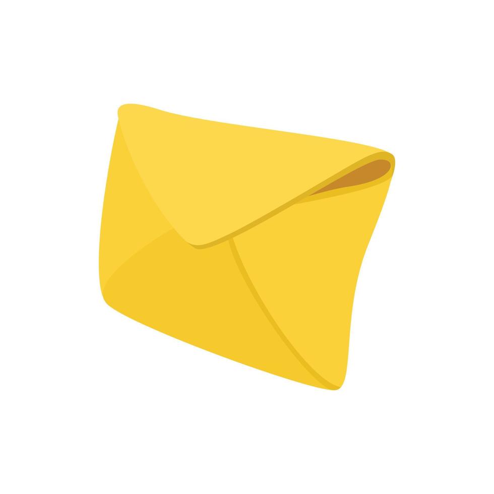 Yellow envelope icon, cartoon style vector