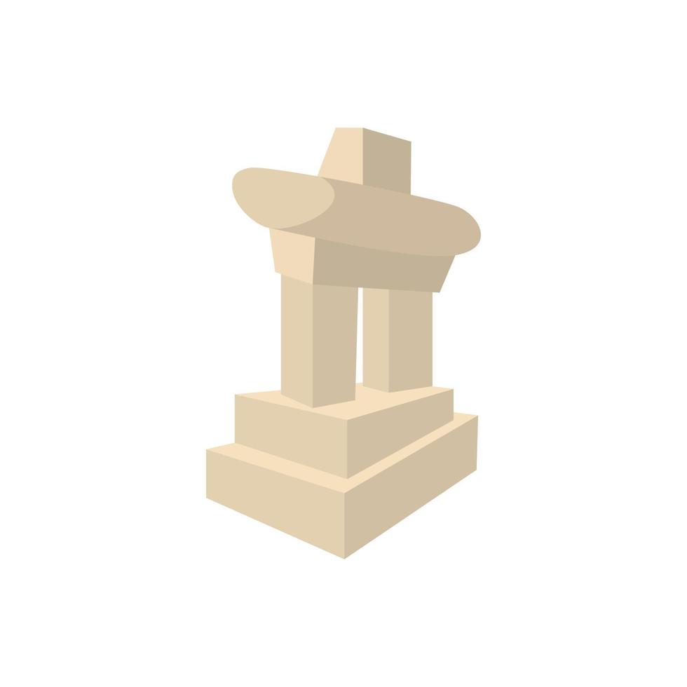 Inukshuk in Canada icon, cartoon style vector