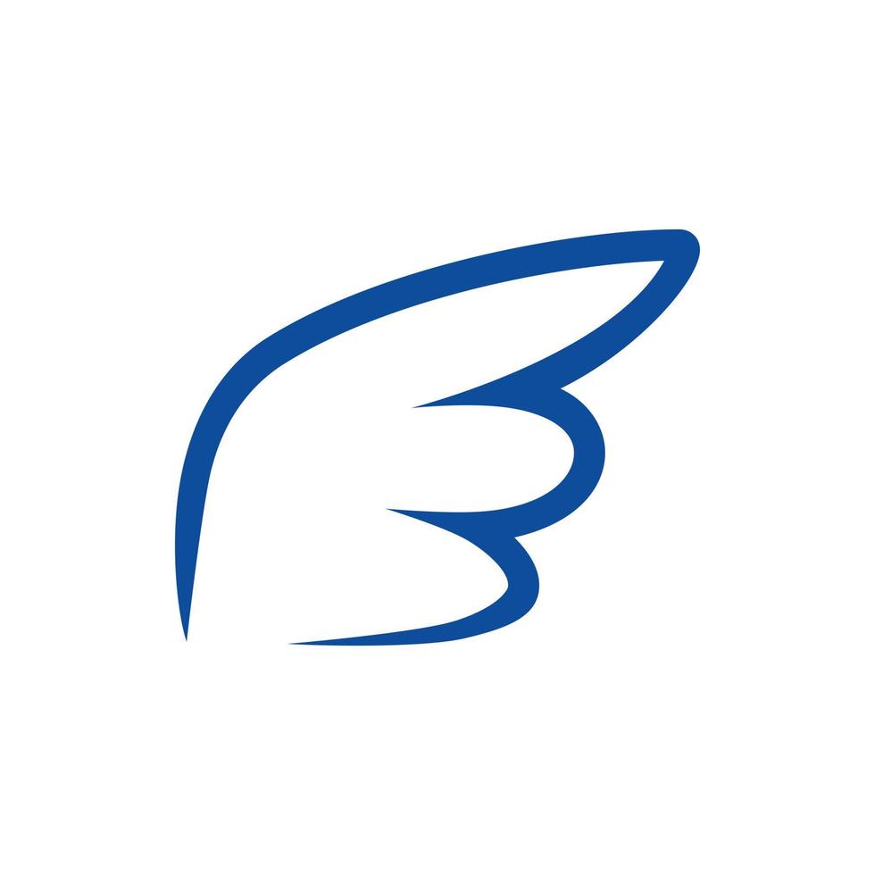 Blue contour wing icon, simple style vector