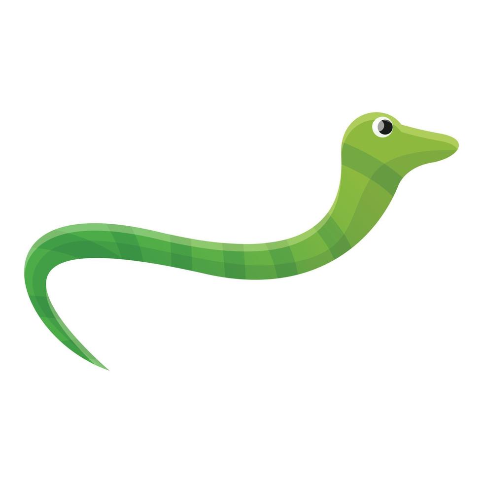 Green snake icon, cartoon style vector