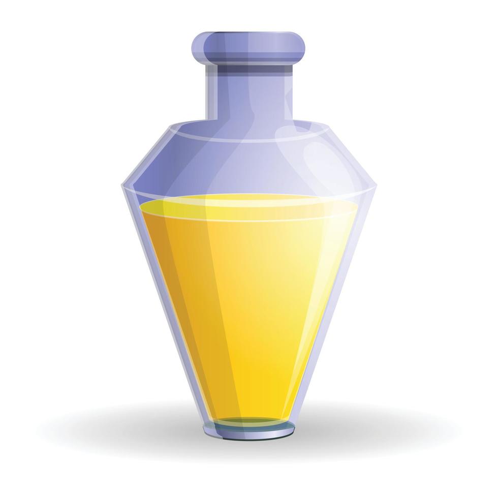 Yellow potion icon, cartoon style vector