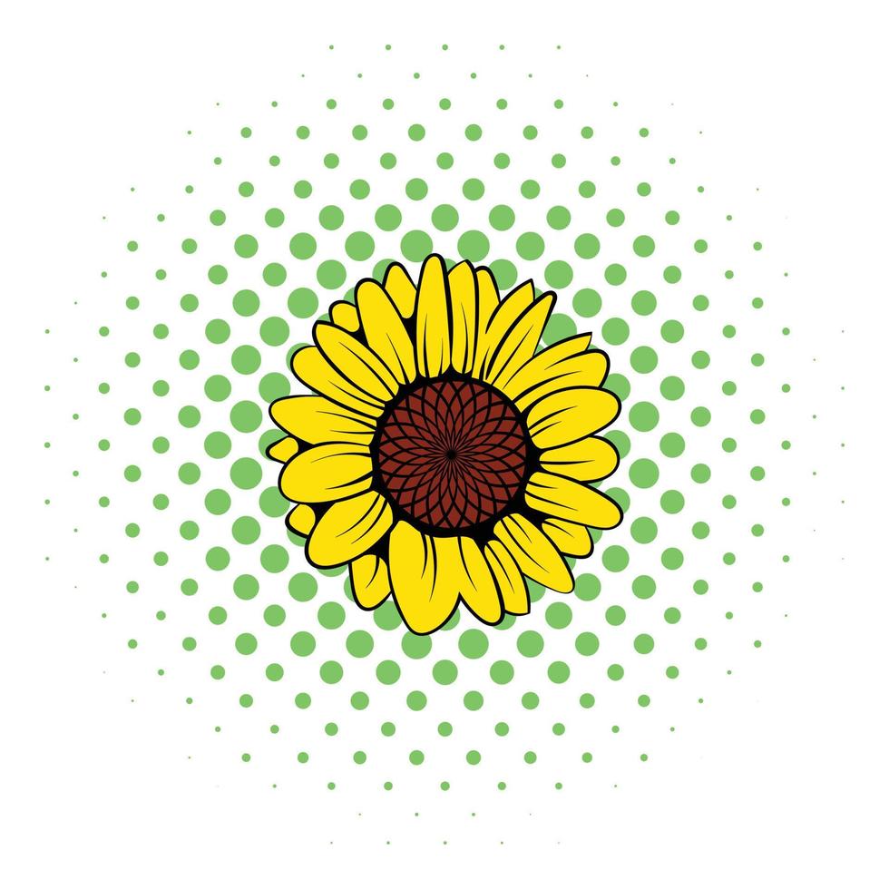 Sunflower icon, comics style vector