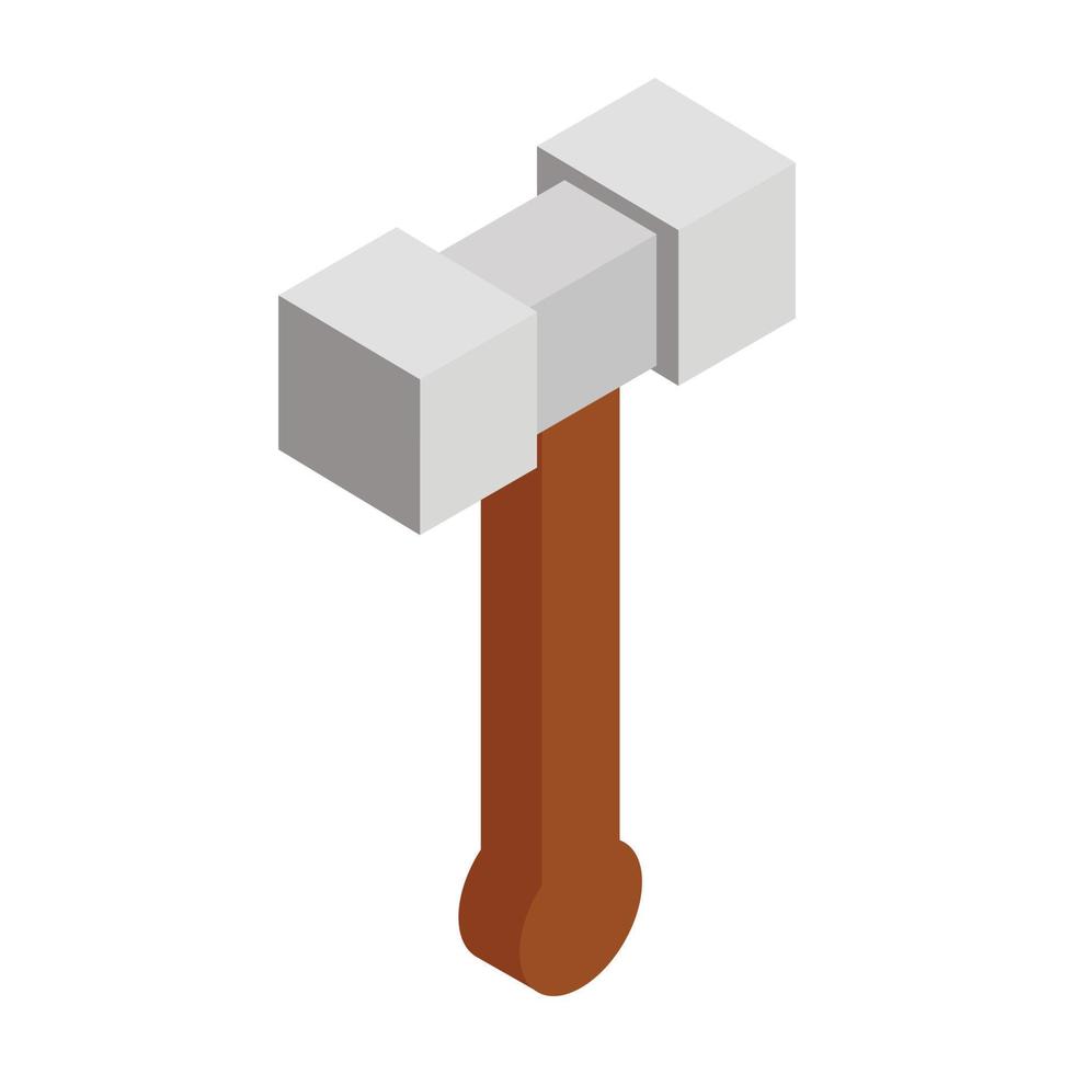 Medieval hammer isometric 3d icon vector