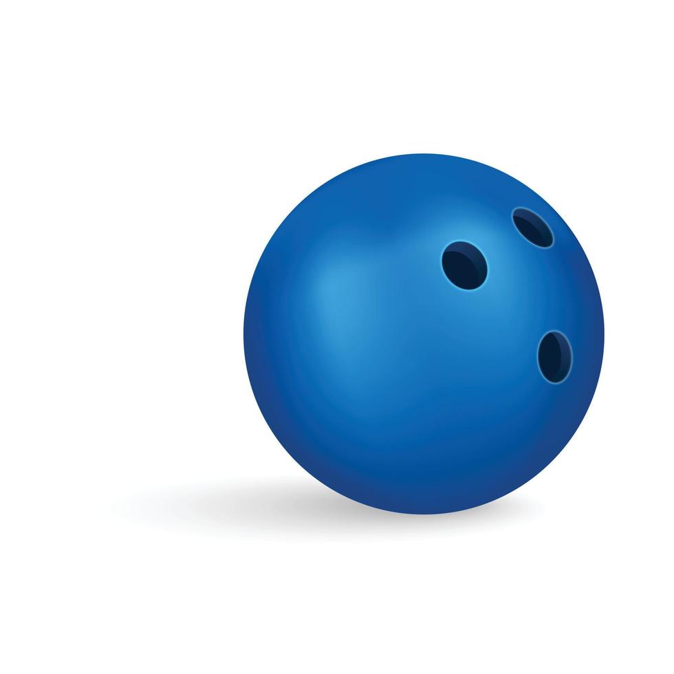 Blue bowling ball icon, realistic style vector