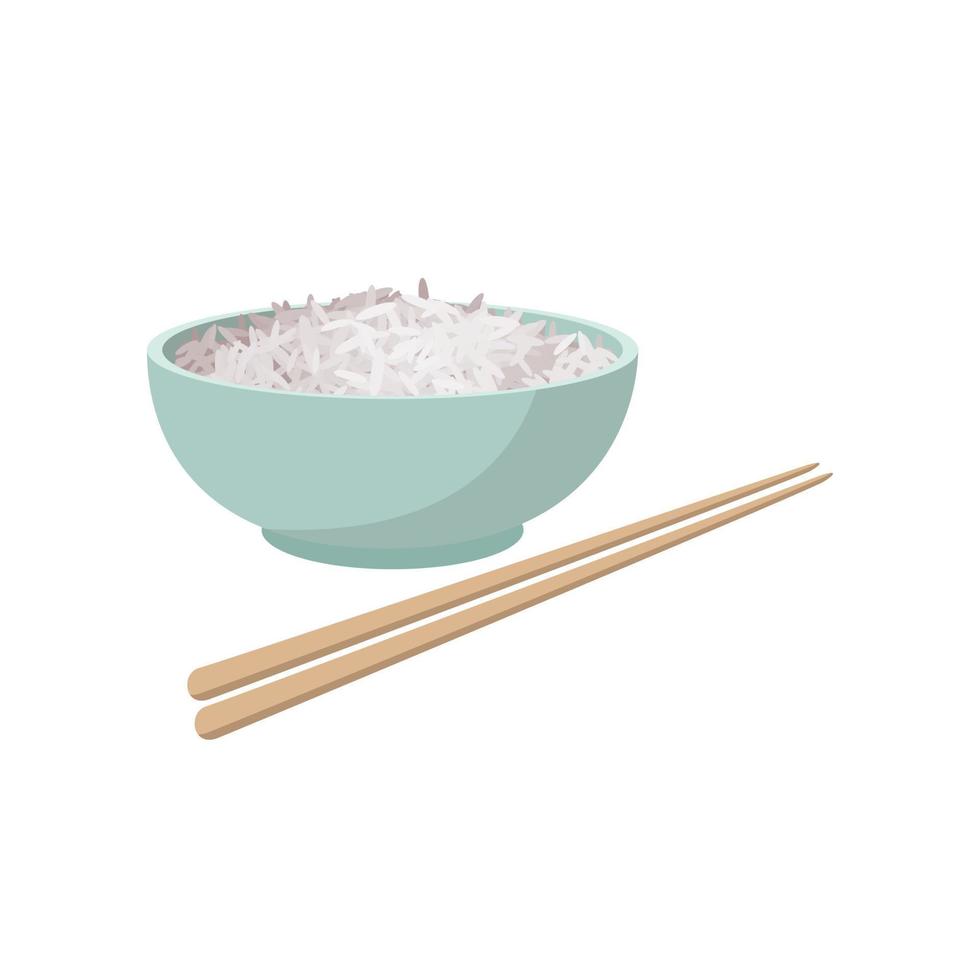 taza de arroz, estilo de dibujos animados vector