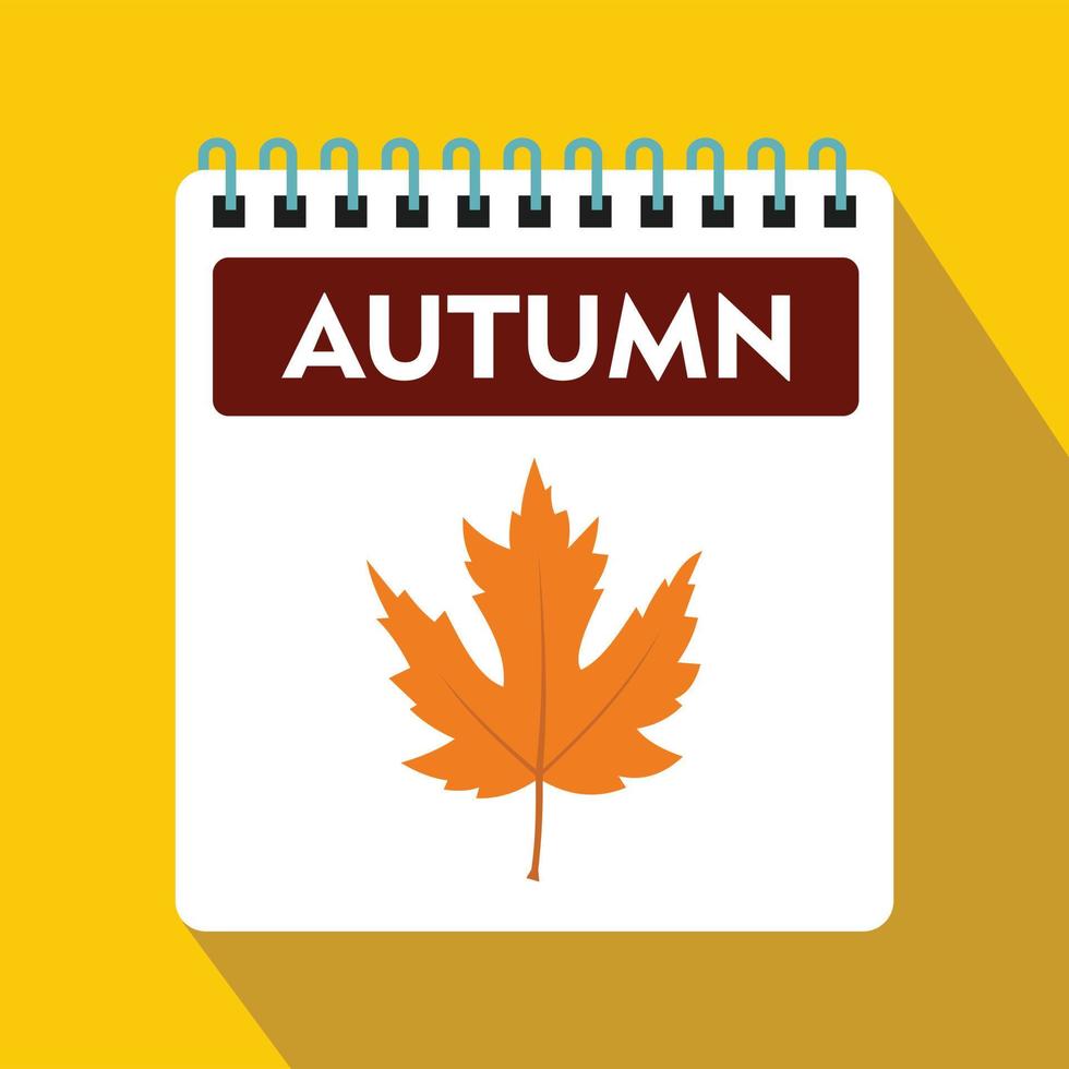 Calendar with maple leaf icon, flat style vector