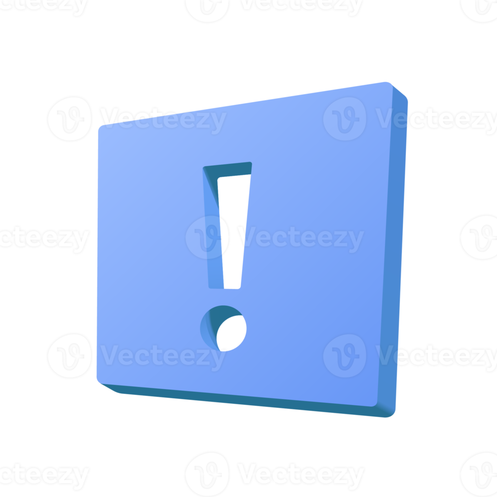 3d sky blue Exclamation mark with gradient effects. png