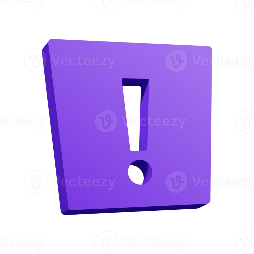 3d purple Exclamation mark with gradient effects. png