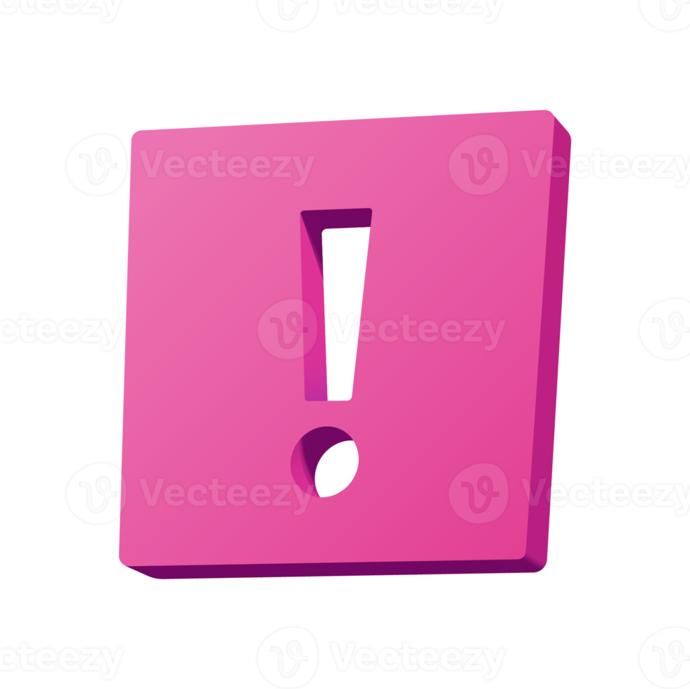 3d pink Exclamation mark with gradient effects. png