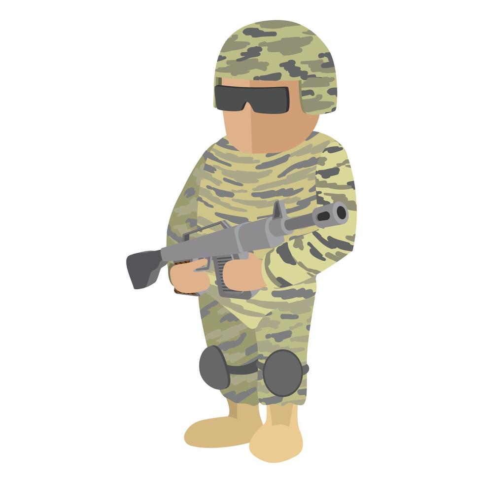 soldado, caricatura, icono vector