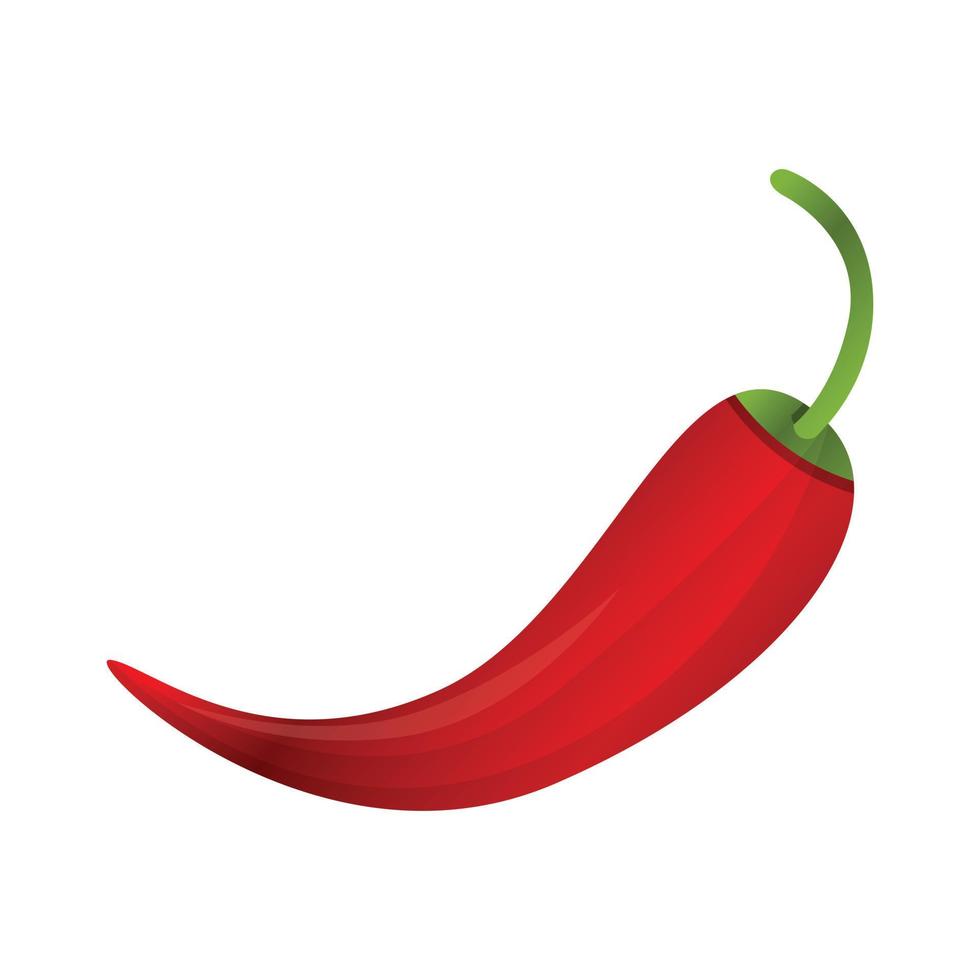 Red chilli pepper icon, cartoon style vector