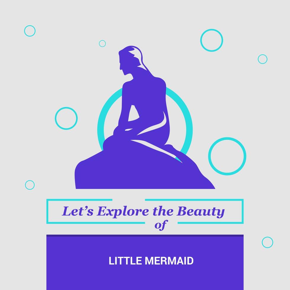 Lets Explore the beauty of Little mermaid Copenhagen Denmark National Landmarks vector
