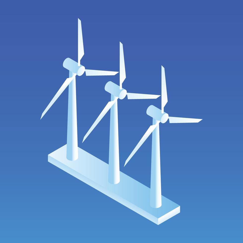 Wind power plant icon, isometric style vector