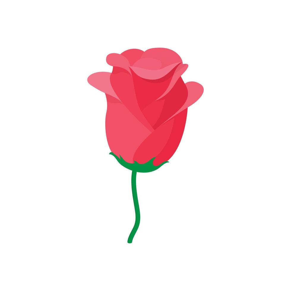 Red rose icon, cartoon style vector