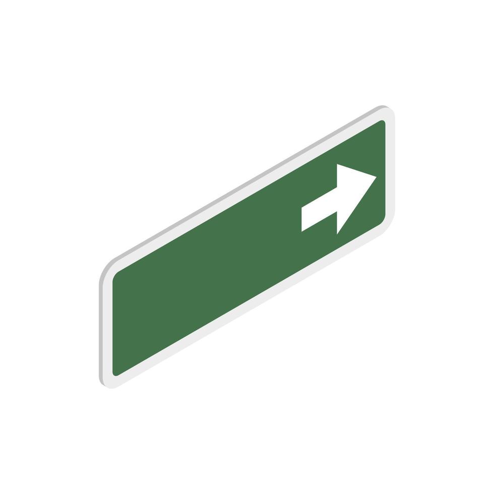 Arrow right road sign icon, isometric 3d style vector