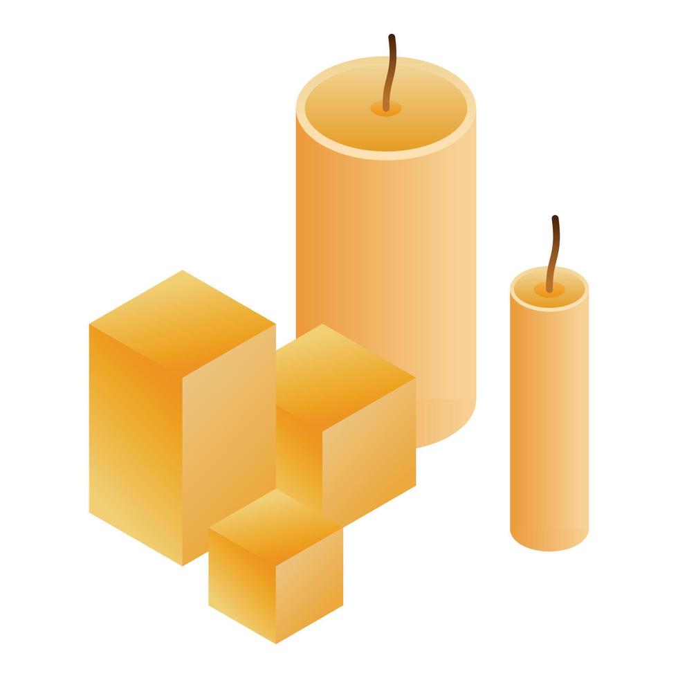 Wax candle icon, isometric style vector