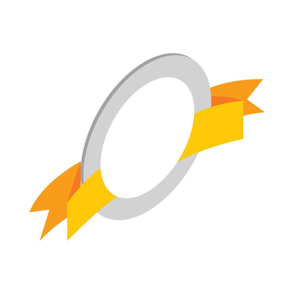Silver ring with gold ribbon icon vector