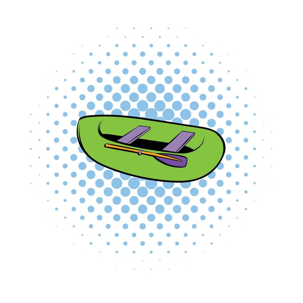 Green inflatable boat icon, comics style vector