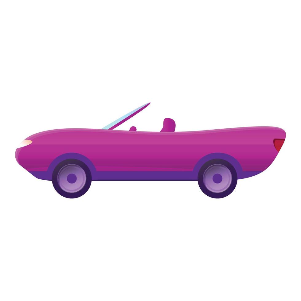 Pink cabriolet icon, cartoon style vector
