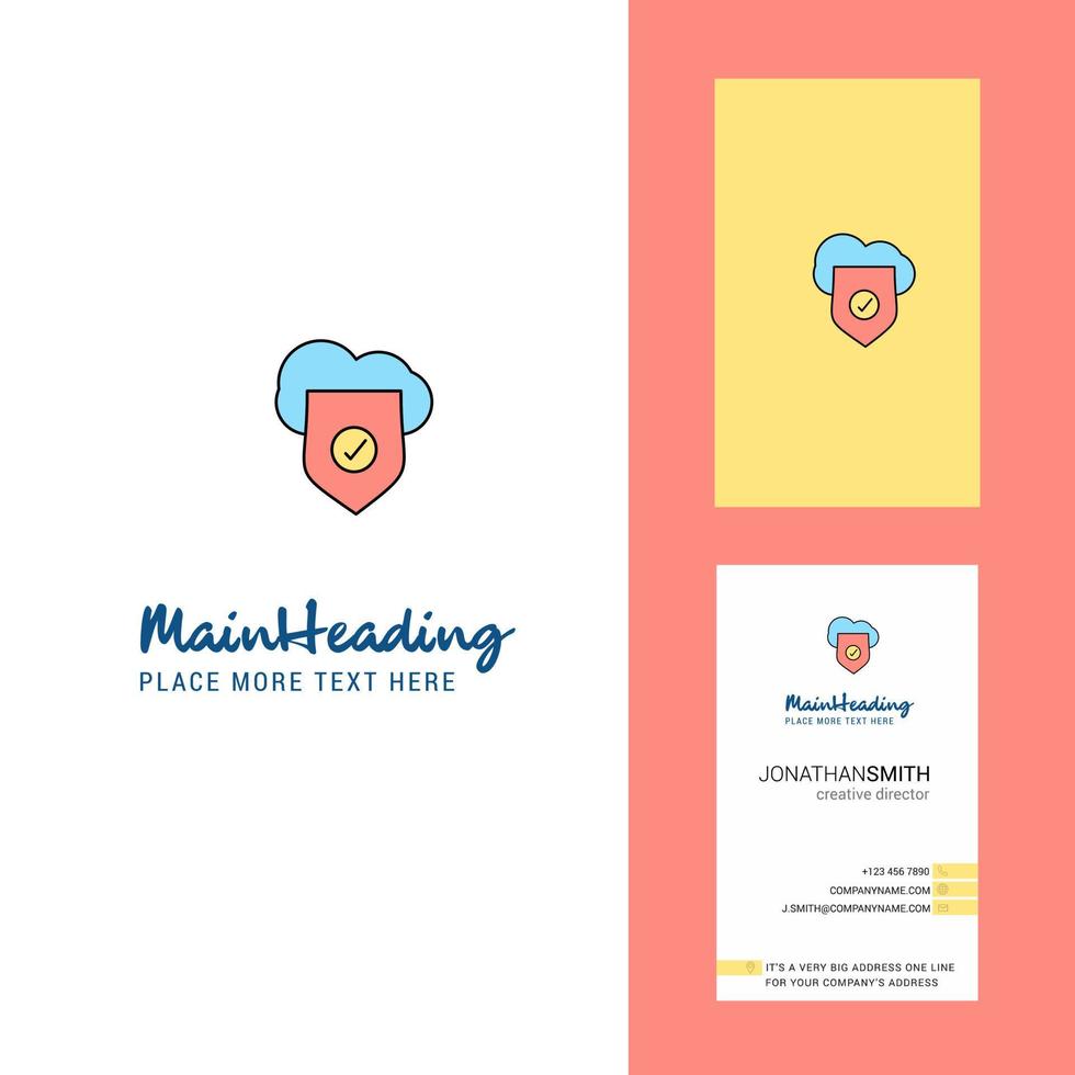 vector de diseño vertical de tarjeta de visita y logotipo creativo de nube segura