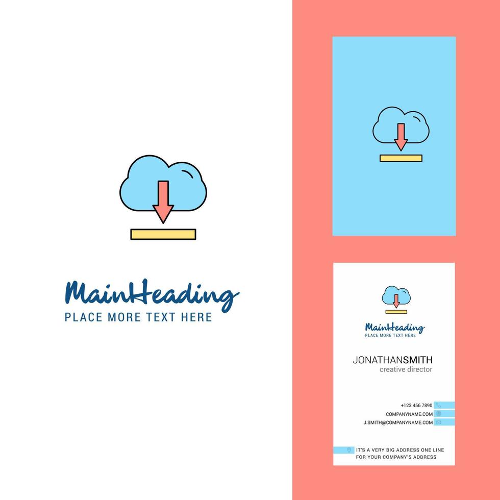 Cloud downloading Creative Logo and business card vertical Design Vector