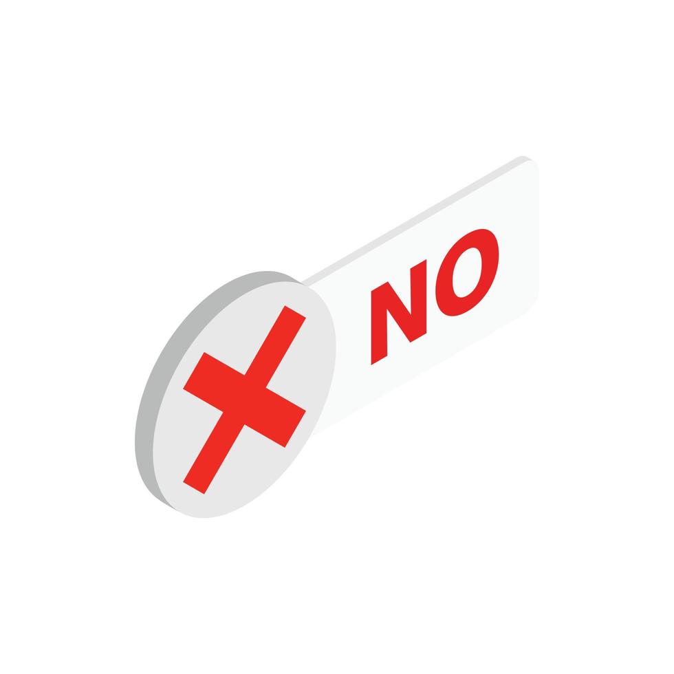 Red round button NO icon, isometric 3d style vector