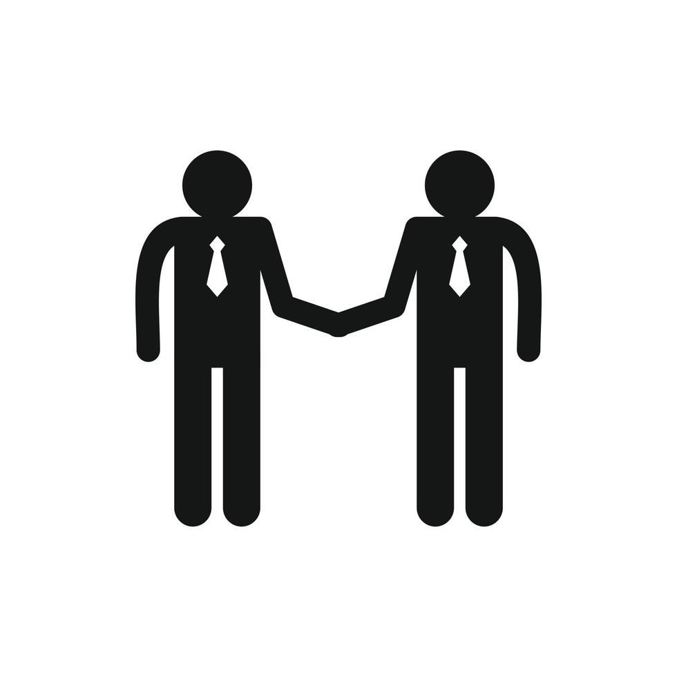 Two men shaking hands icon, simple style vector