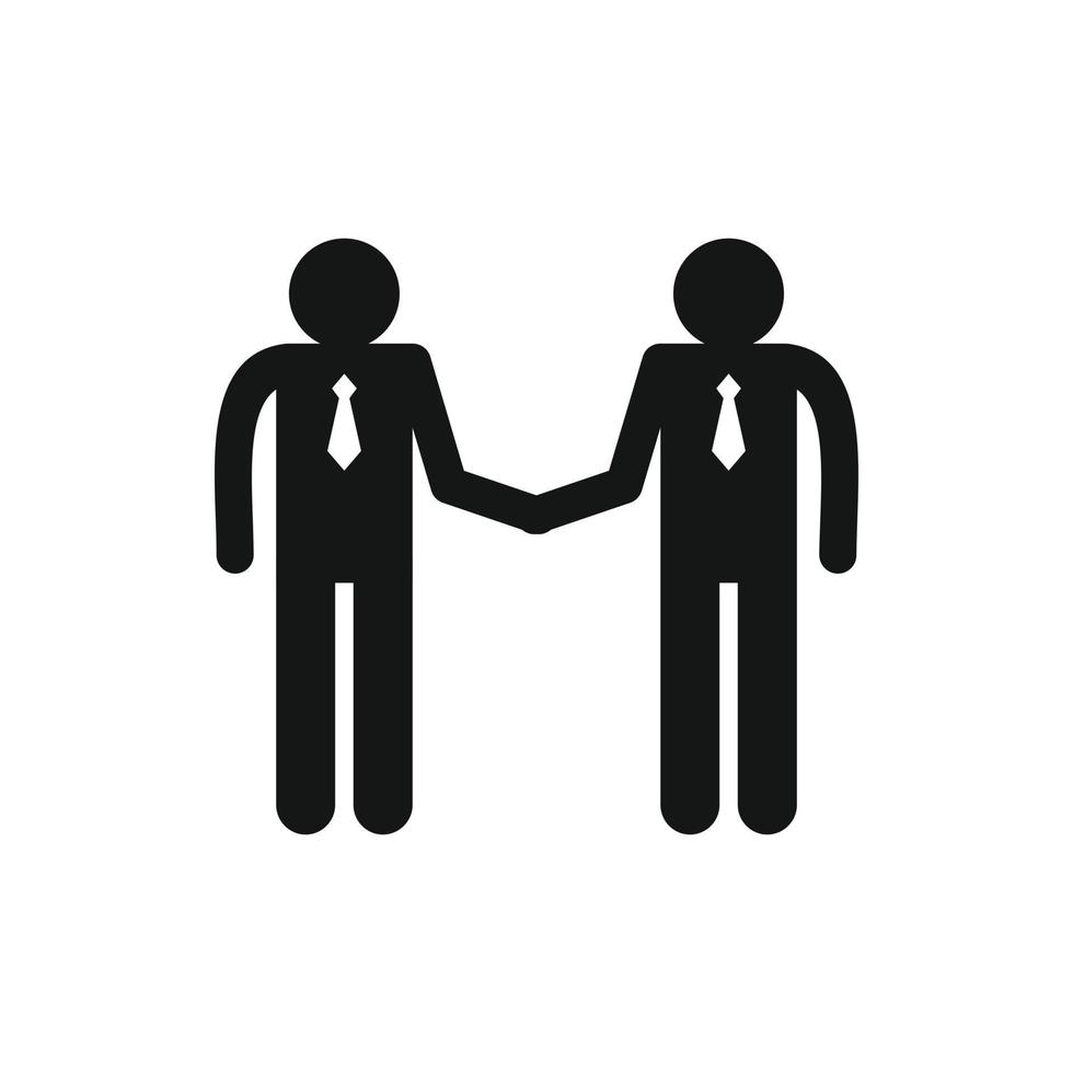 Two men shaking hands icon, simple style vector
