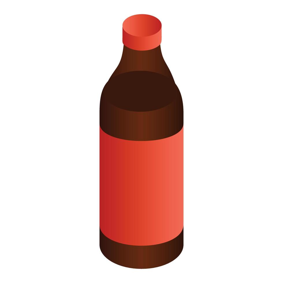 Black beer bottle icon, isometric style vector
