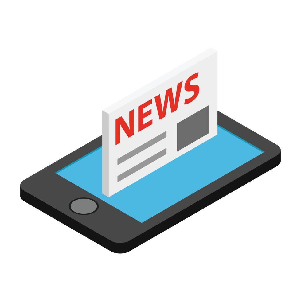 Mobile news isometric 3d icon vector