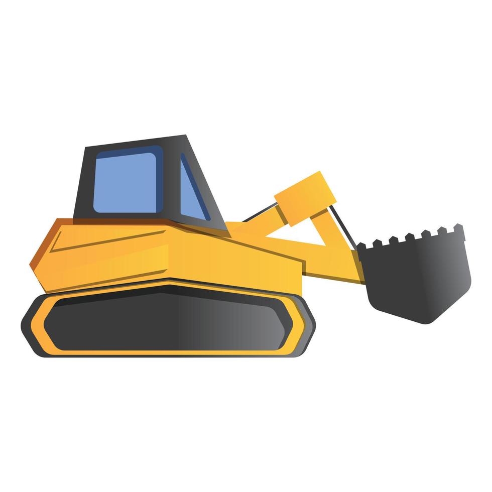 Excavator icon, cartoon style vector