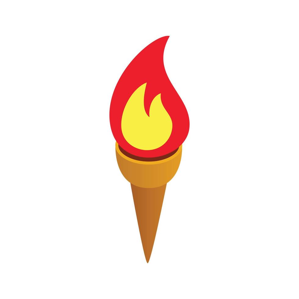 Burning torch isometric 3d icon vector