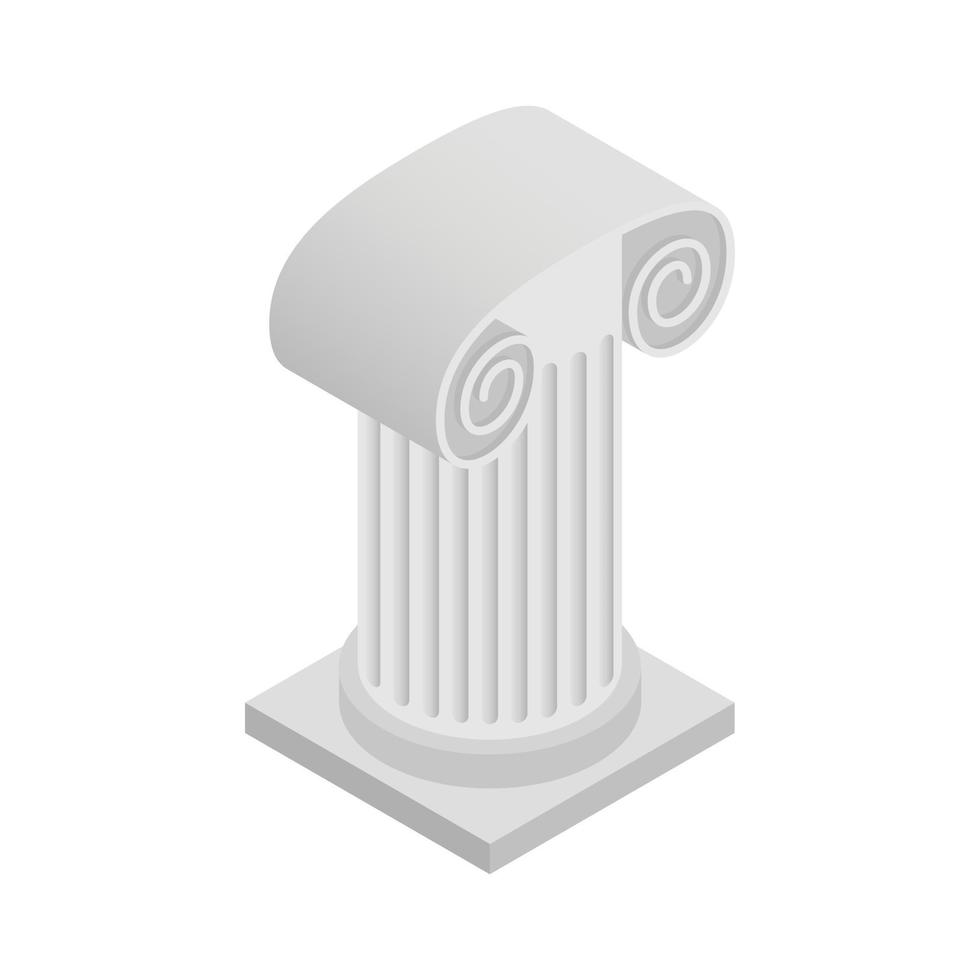 Roman column icon, isometric 3d style vector