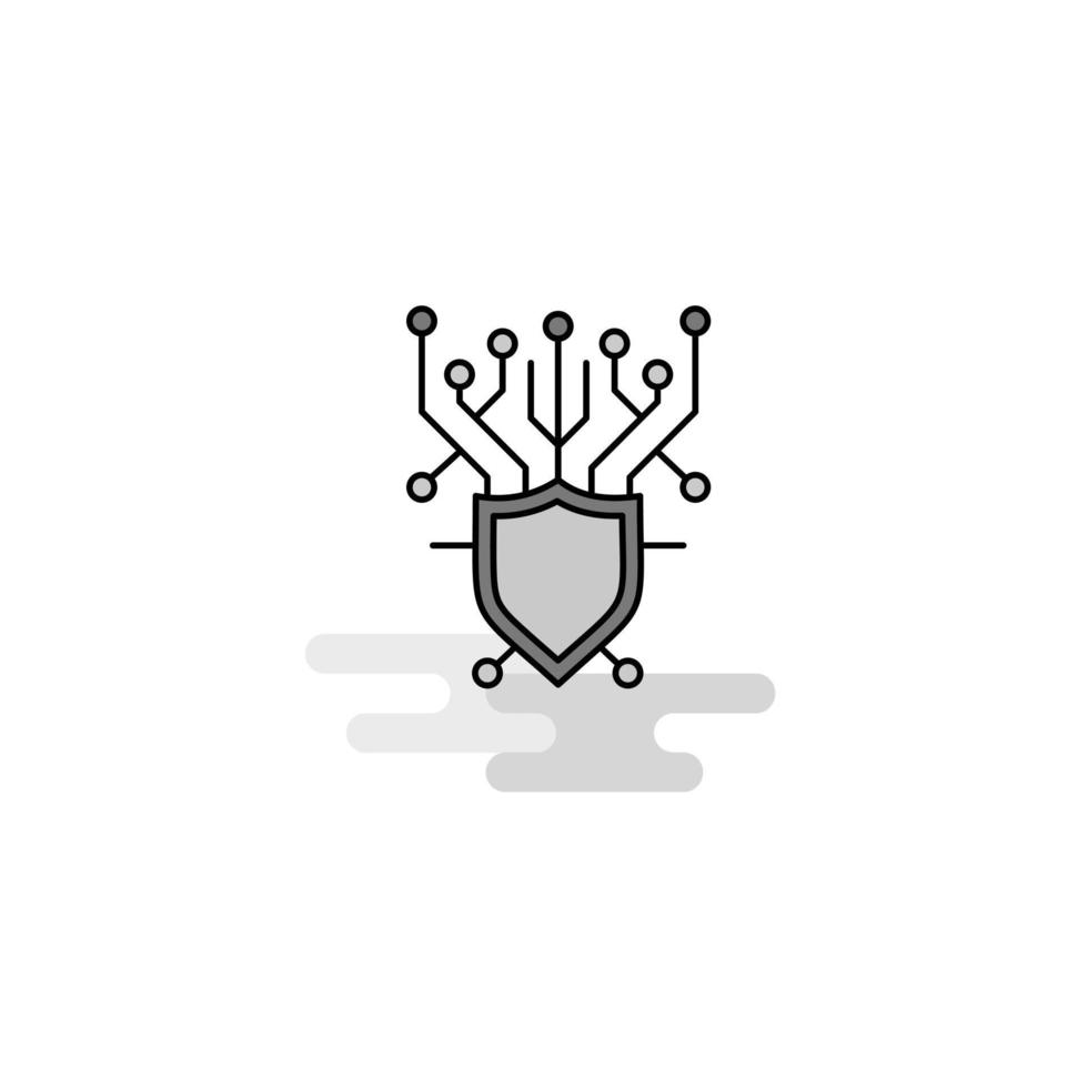 vector de icono gris lleno de línea plana de icono web de seguridad cibernética