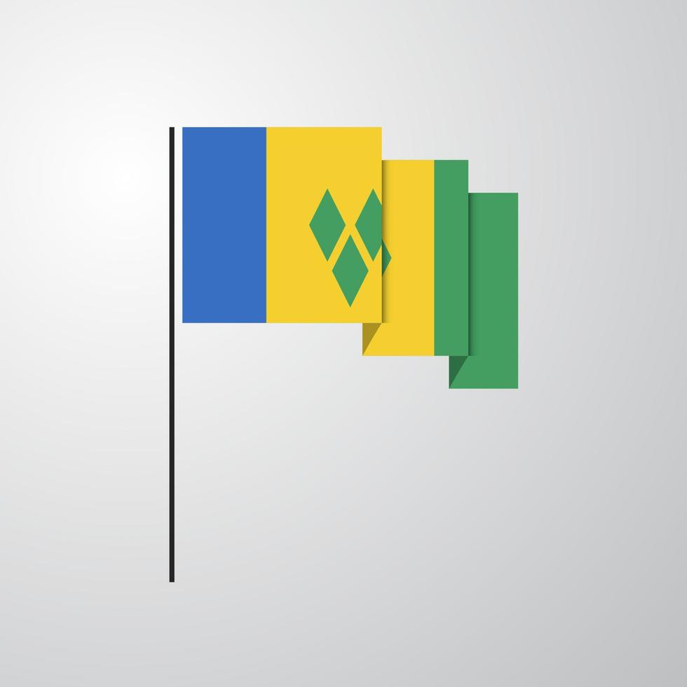 Saint Vincent and Grenadines waving Flag creative background vector