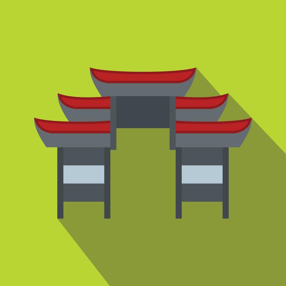 Chinese temple icon, flat style vector