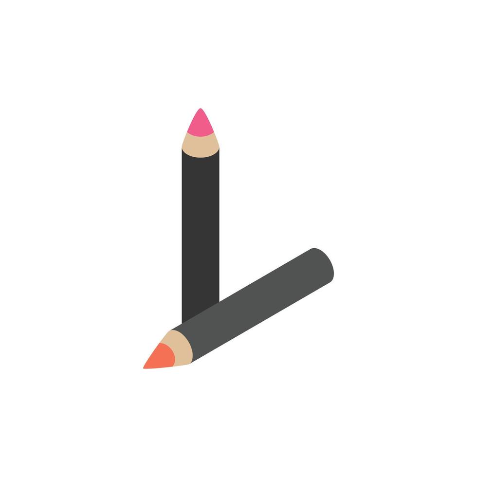 icono de dos lápices de contorno de labios, estilo 3d isométrico vector