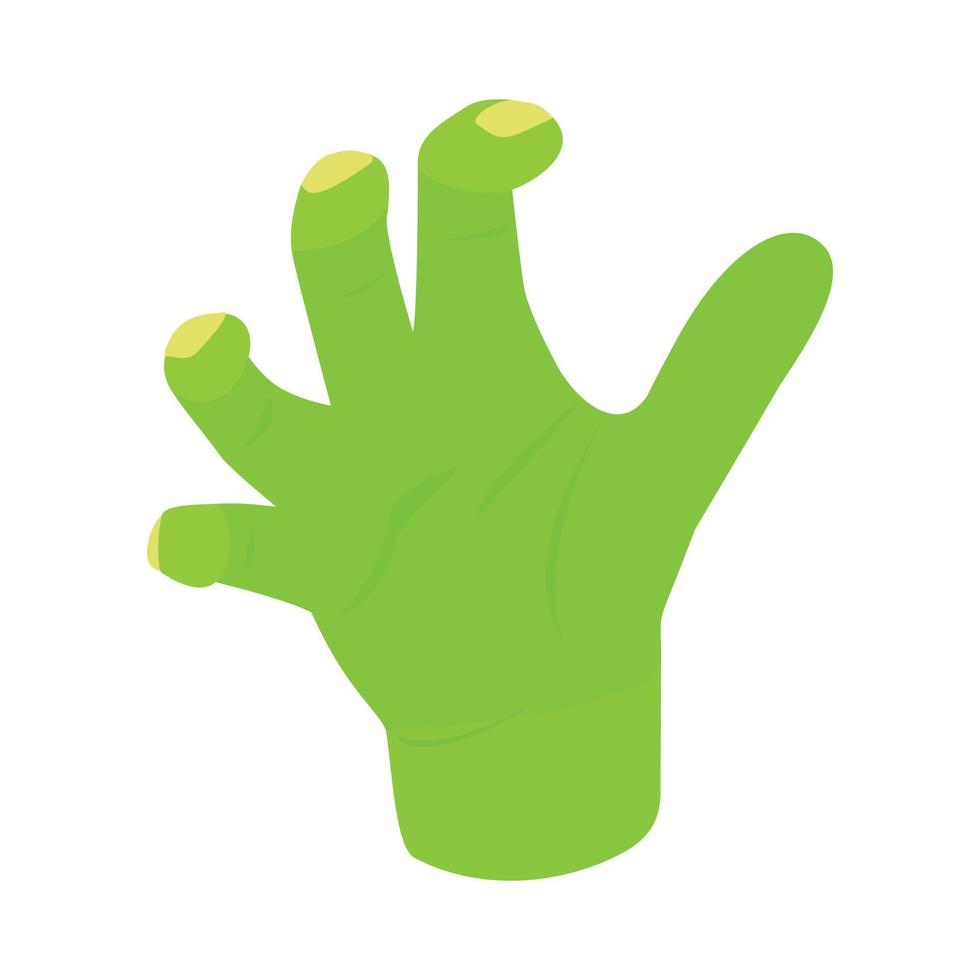 icono 3d isométrico de la mano verde de las brujas vector