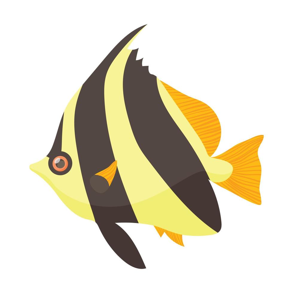 Moorish idol fish icon, cartoon style vector