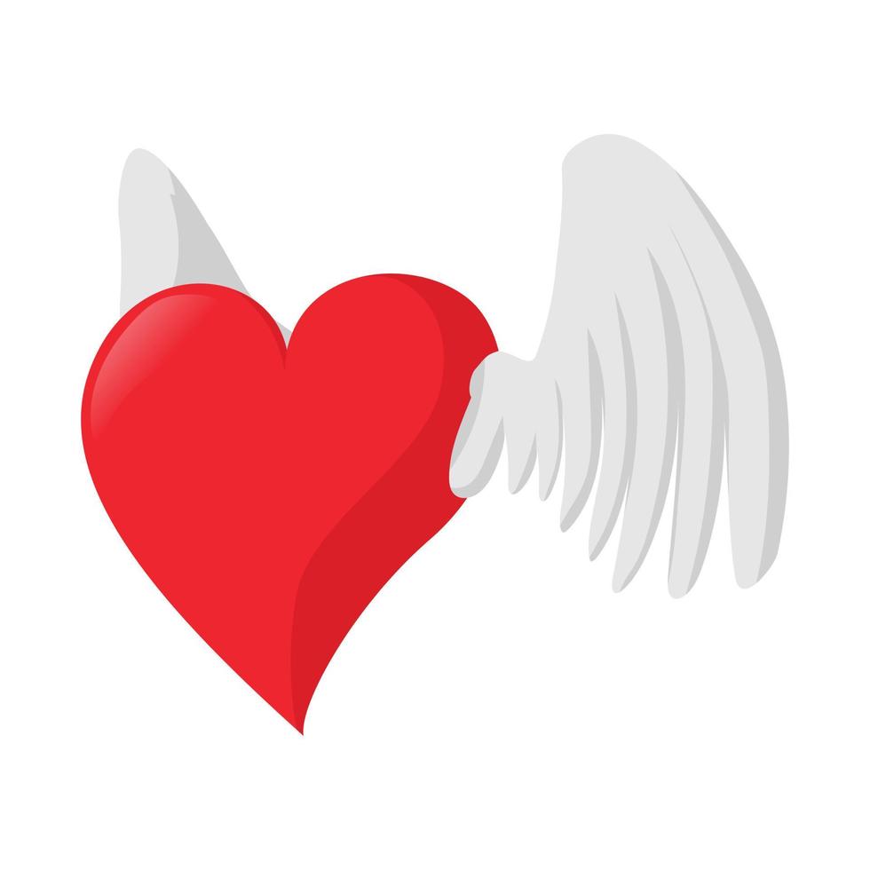 corazón con alas amor icono de dibujos animados vector