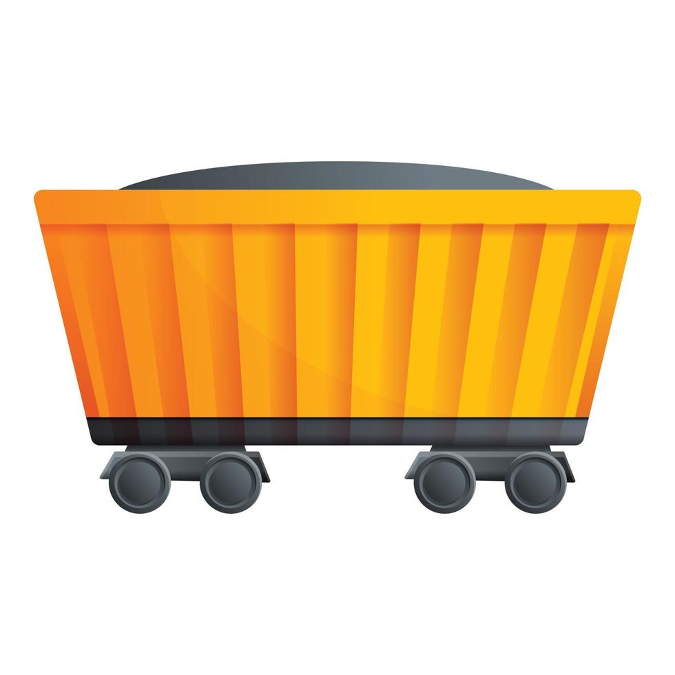 Coal train wagon icon, cartoon style vector