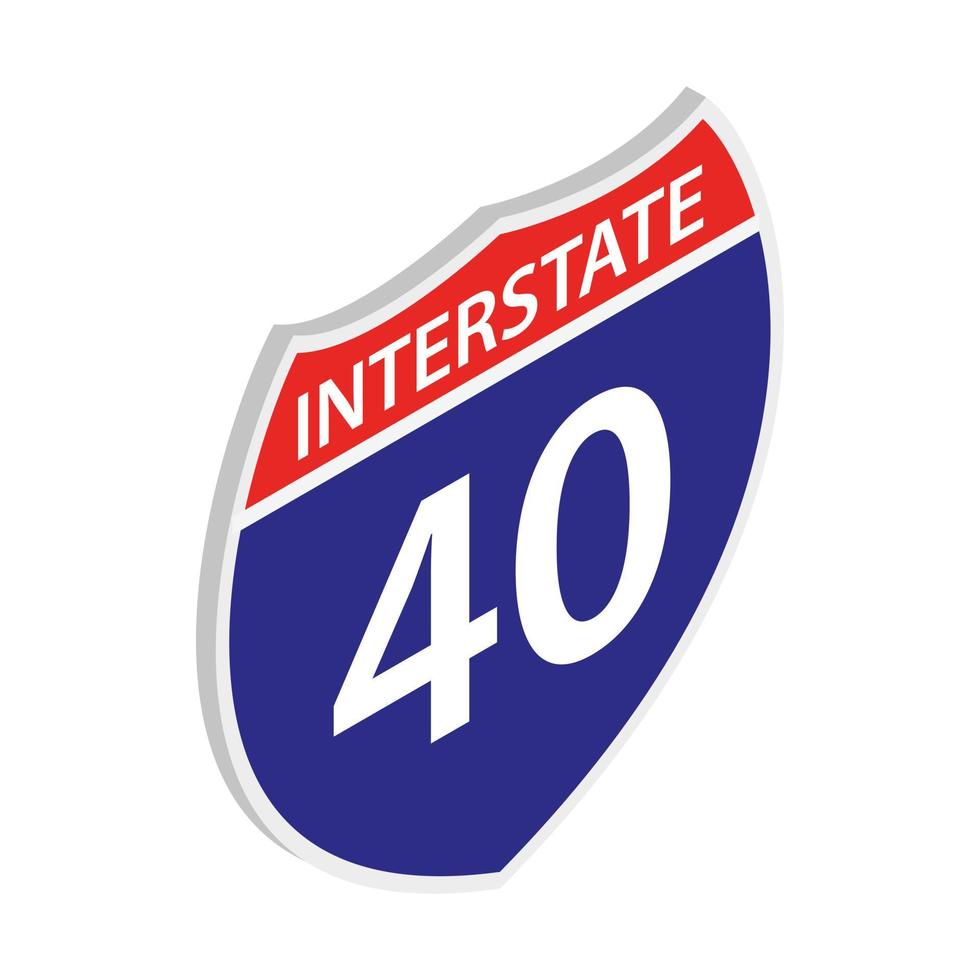 Interstate 40 sign icon, isometric 3d style vector