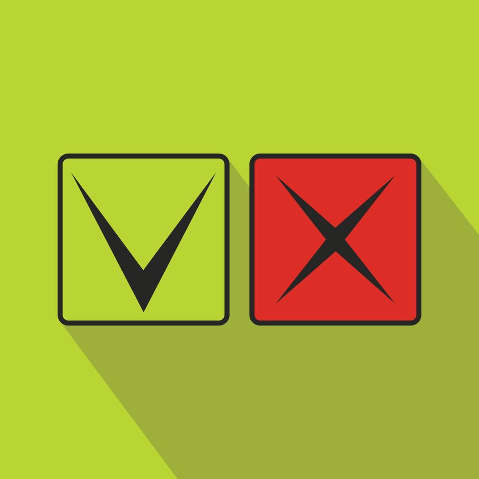 Tick and cross icon, flat style vector