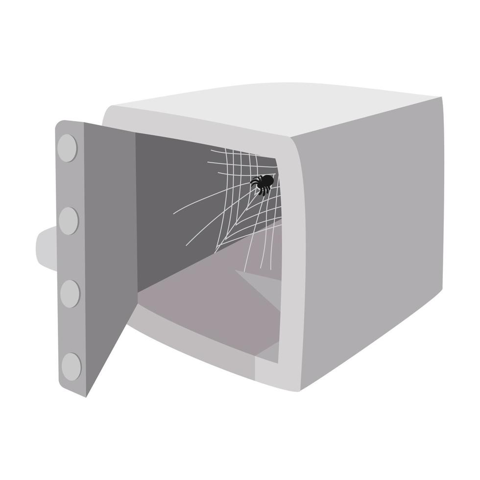 caja fuerte de seguridad con icono de dibujos animados de puerta abierta vector