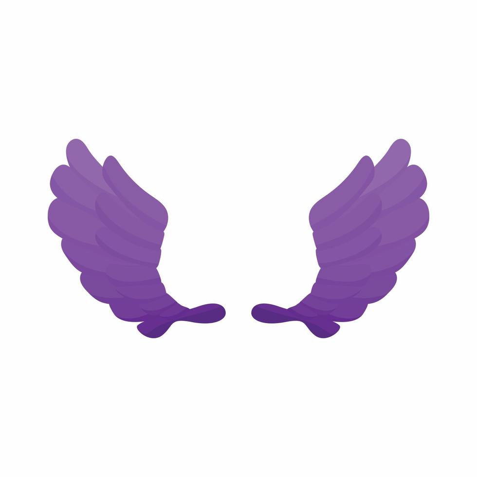 Pair of violet wings icon, cartoon style vector