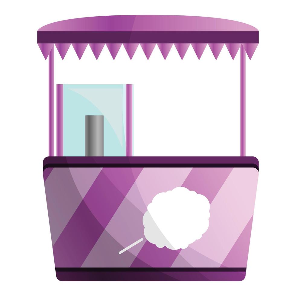 Sweet cotton kiosk icon, cartoon style vector